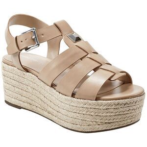 Marc Fisher Women's Jenila Beige Faux Leather Platform Sandals Shoes